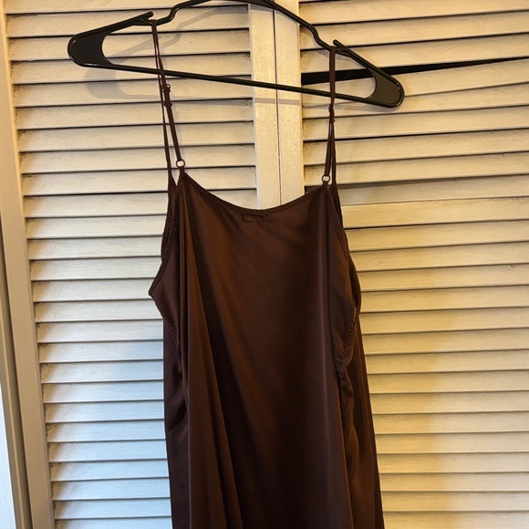 Aerie Chocolate Satin Slip Dress - Picture 3 of 4